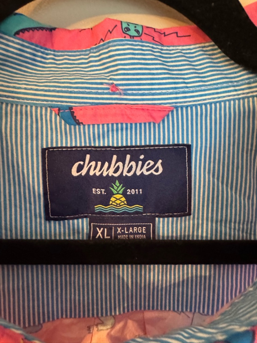 NWT Chubbies Pink Novelty Dino Short Sleeve Button-Up Shirt XL - Picture 5 of 5